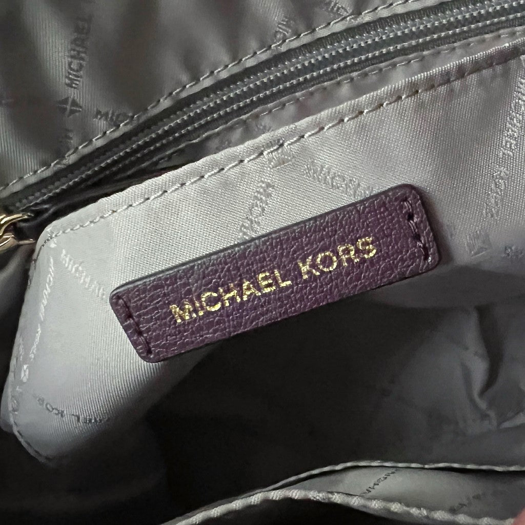 Michael Kors Purple Leather Triple Compartment 2 Way Shoulder Bag Like New