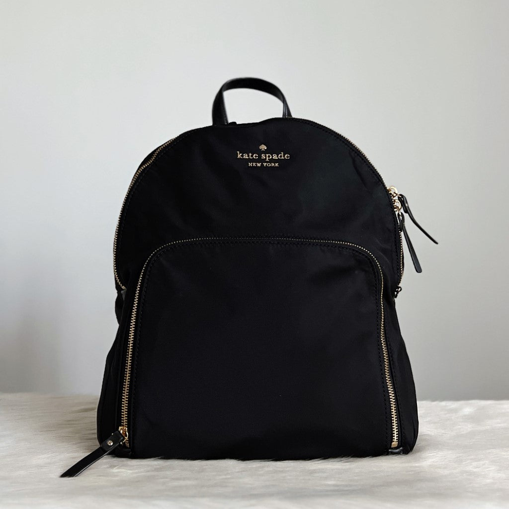 Kate Spade Black Nylon Front Logo Backpack