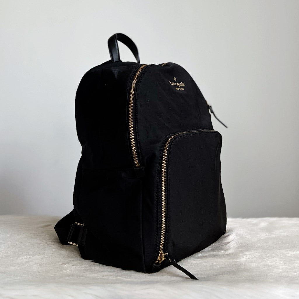 Kate Spade Black Nylon Front Logo Backpack