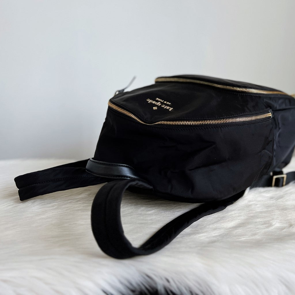 Kate Spade Black Nylon Front Logo Backpack