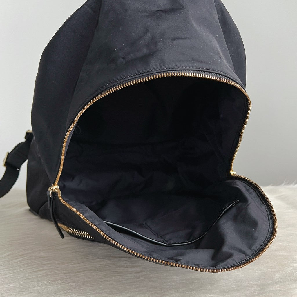 Kate Spade Black Nylon Front Logo Backpack