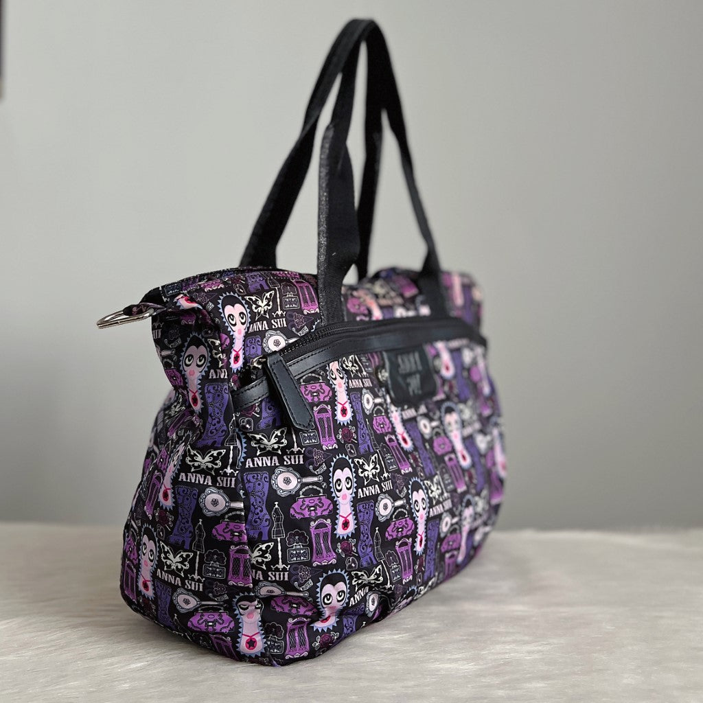 Anna Sui Arty Pattern Carryall 2 Way Shoulder Bag Excellent