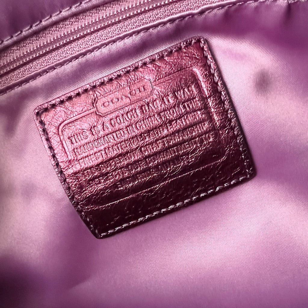 Coach Metallic Purple Leather Rock Studs Detail 2 Way Shoulder Bag