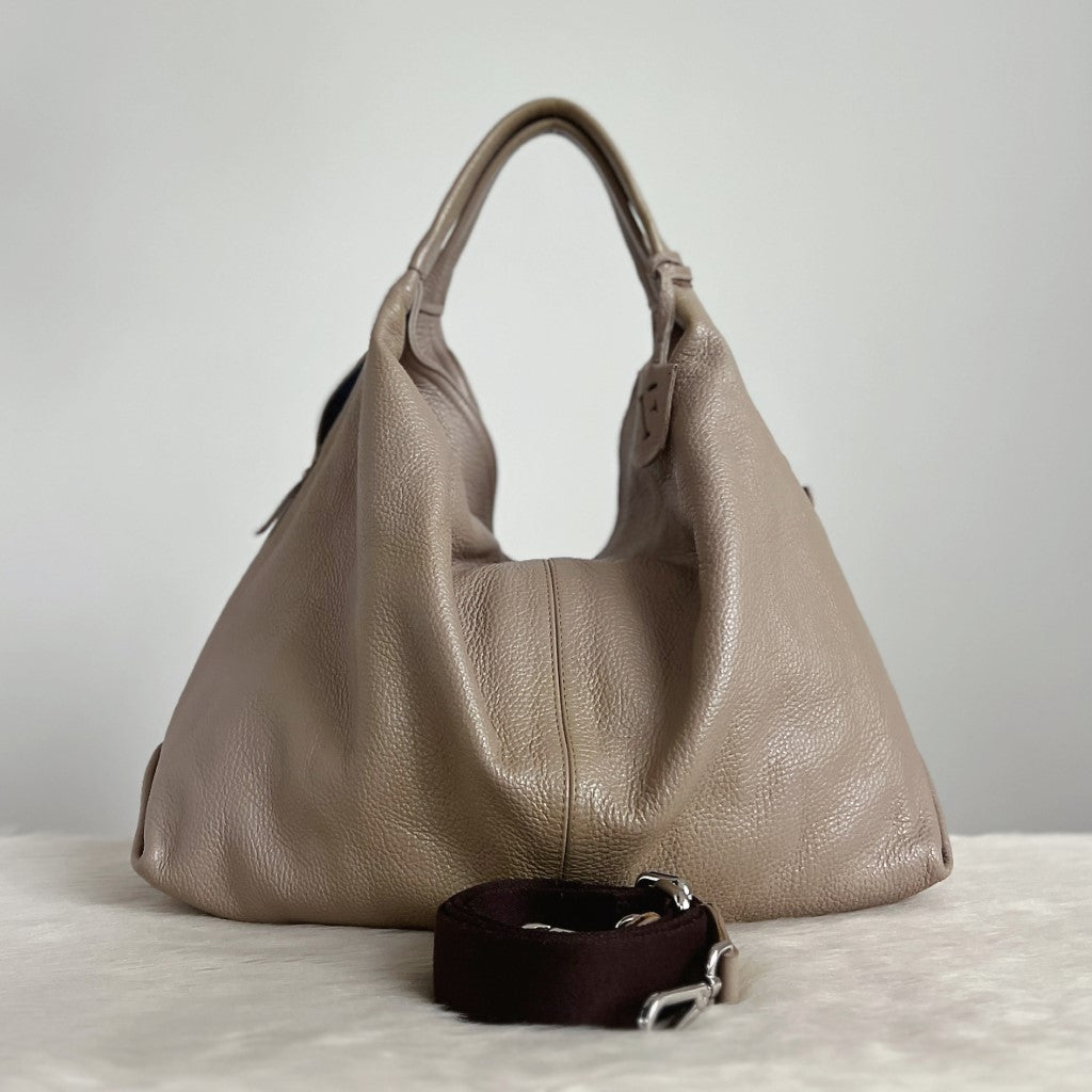 Furla Taupe Leather Slouchy 2 Way Shoulder Bag