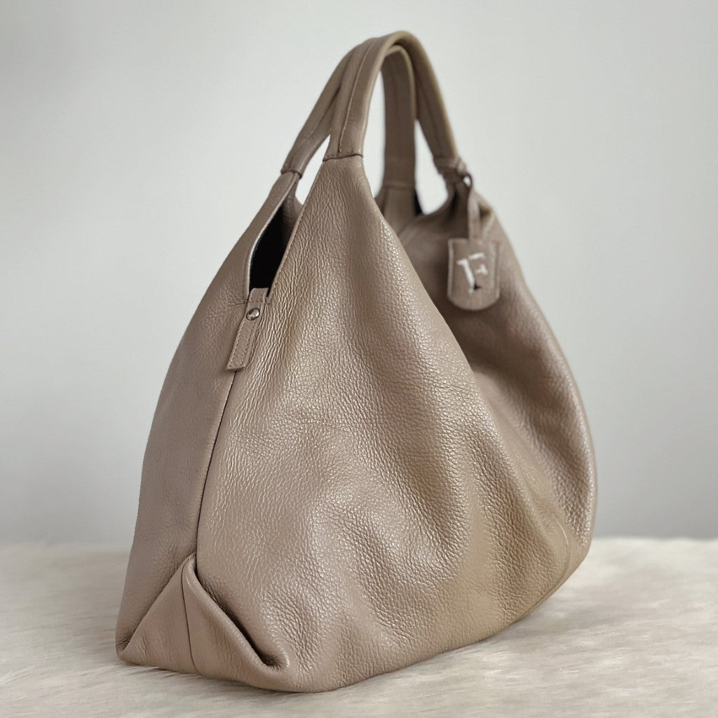 Furla Taupe Leather Slouchy 2 Way Shoulder Bag