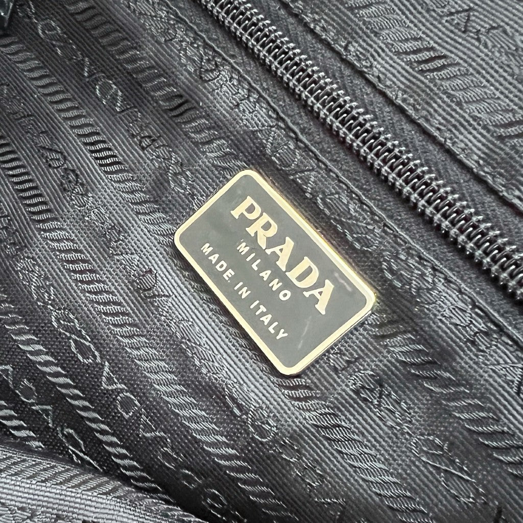 Prada Grey Canvas Padded IPad/Small Laptop Shoulder Bag Excellent