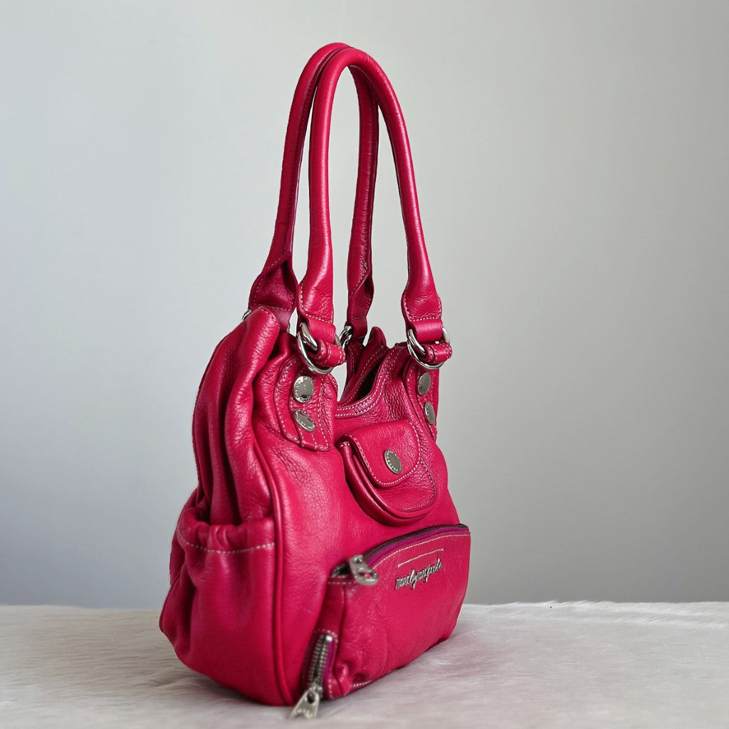 Marc Jacobs Fuchsia Leather Front Pocket Shoulder Bag