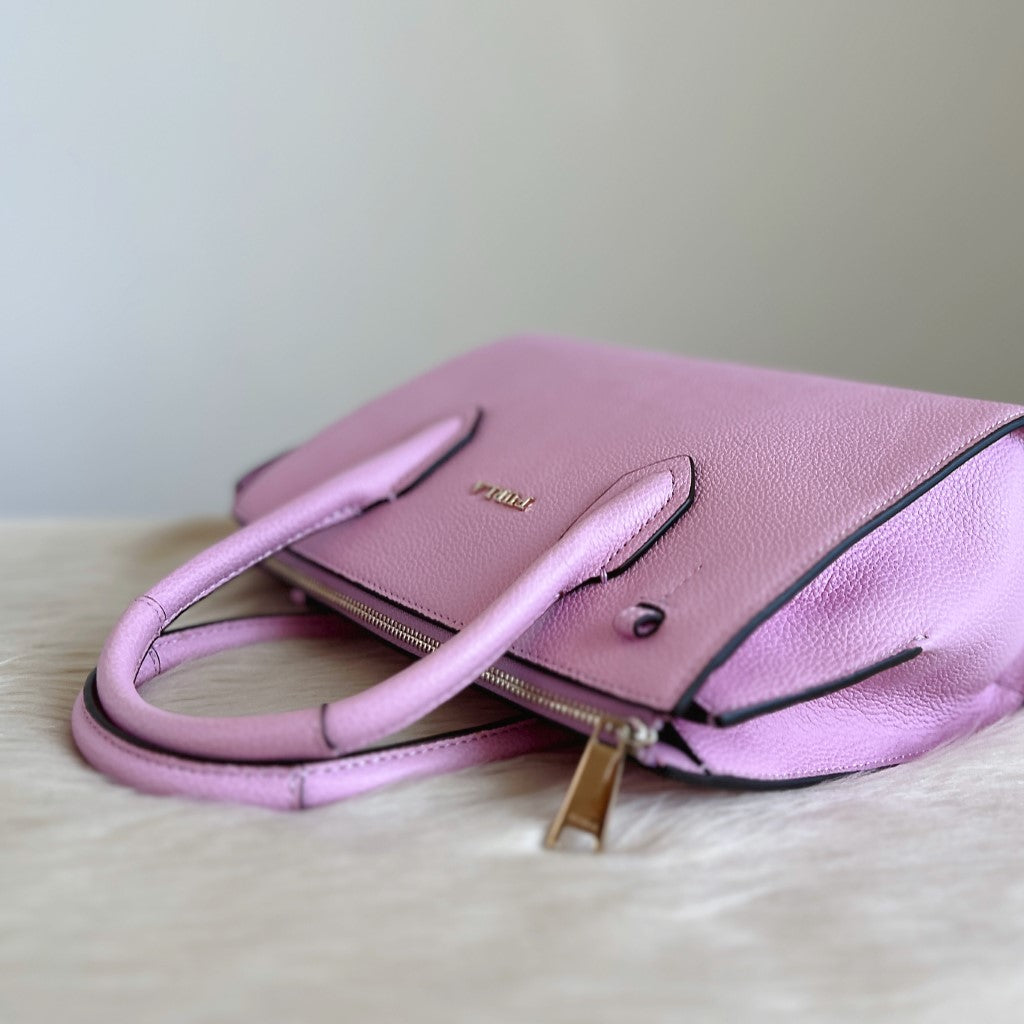 Furla Lilac Leather Front Logo 2 Way Shoulder Bag Like New