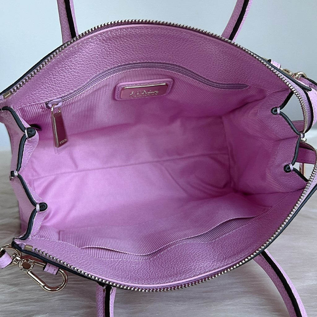 Furla Lilac Leather Front Logo 2 Way Shoulder Bag Like New