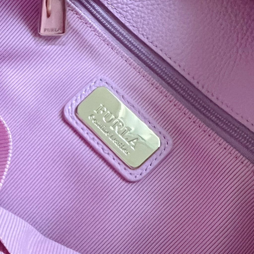 Furla Lilac Leather Front Logo 2 Way Shoulder Bag Like New