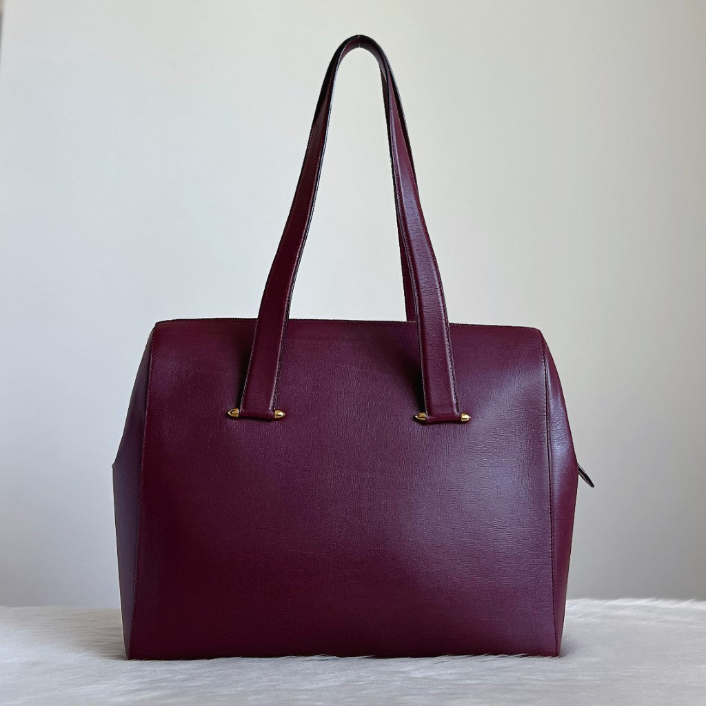 Cartier Signature Bordeaux Leather Front Carryall Shoulder Bag