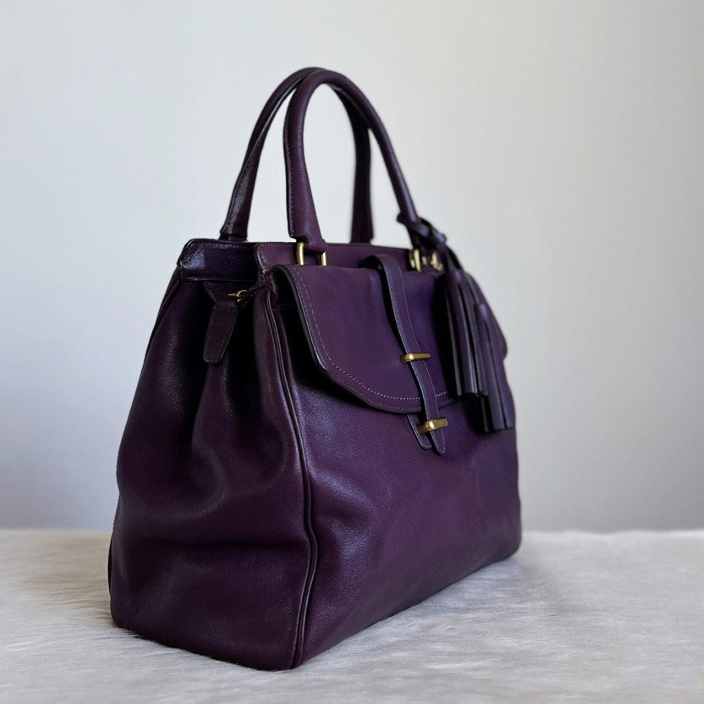 Coach Purple Leather Triple Compartment 2 Way Shoulder Bag