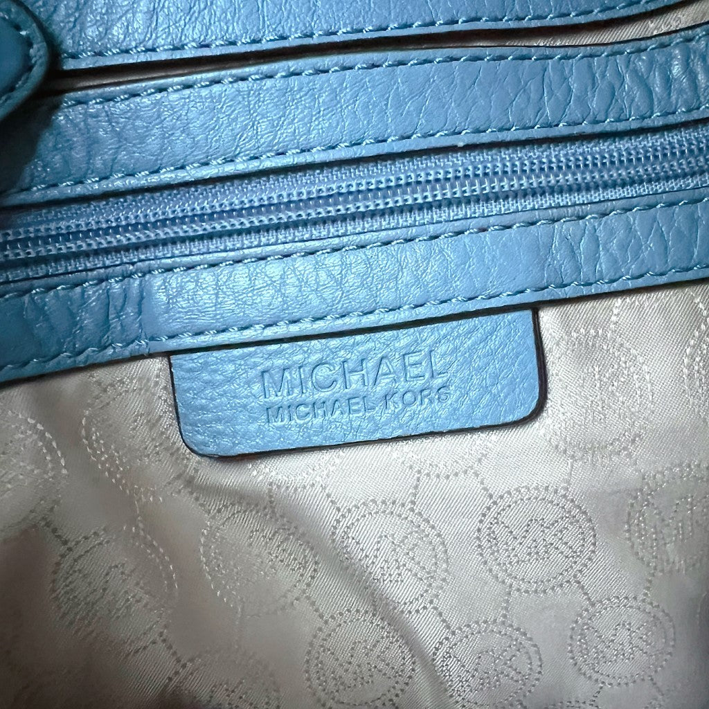 Michael Kors Blue Leather Front Logo Tassel Detail 2 Way Shoulder Bag