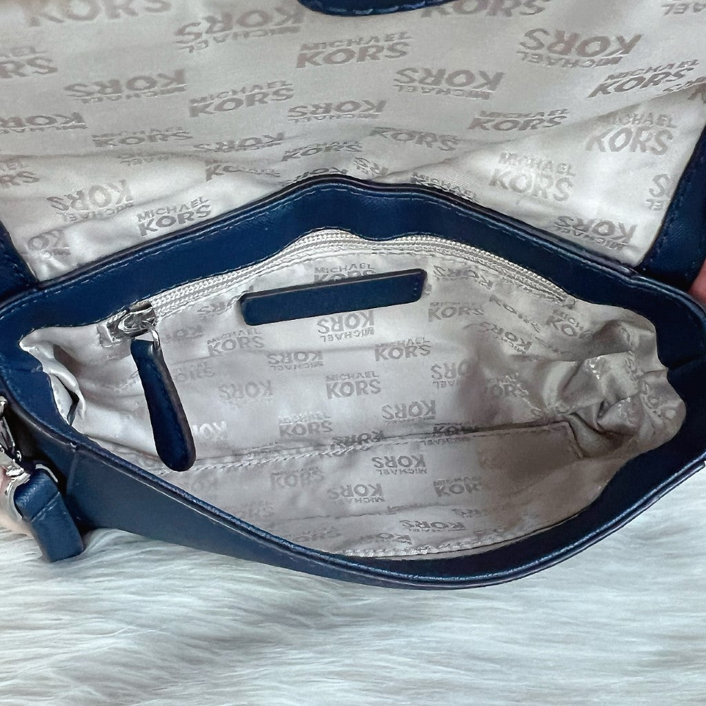 Michael Kors Navy Saffiano Leather Front Logo Crossbody Shoulder Bag Excellent