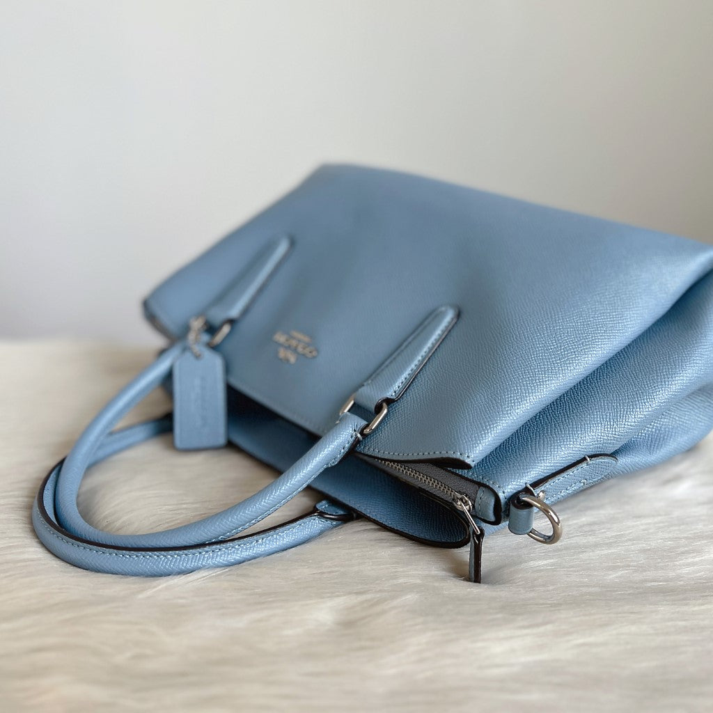 Coach Blue Leather Triple Compartment 2 Way Shoulder Bag