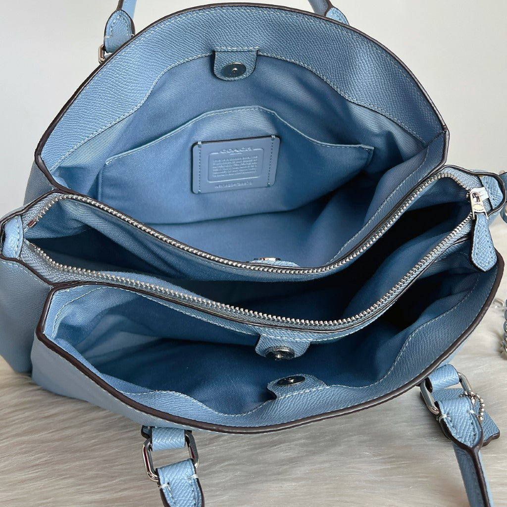 Coach Blue Leather Triple Compartment 2 Way Shoulder Bag