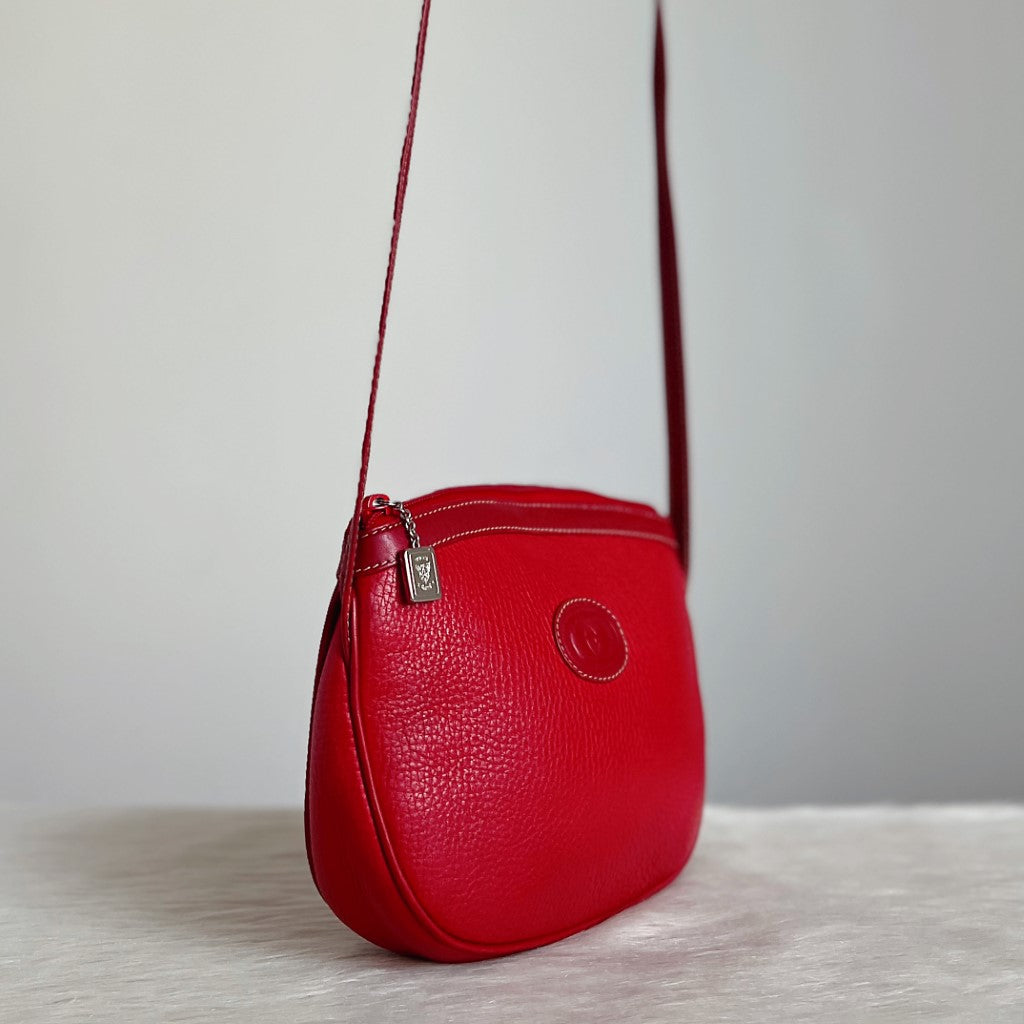 Gucci Red Leather Front Logo Small Crossbody Shoulder Bag