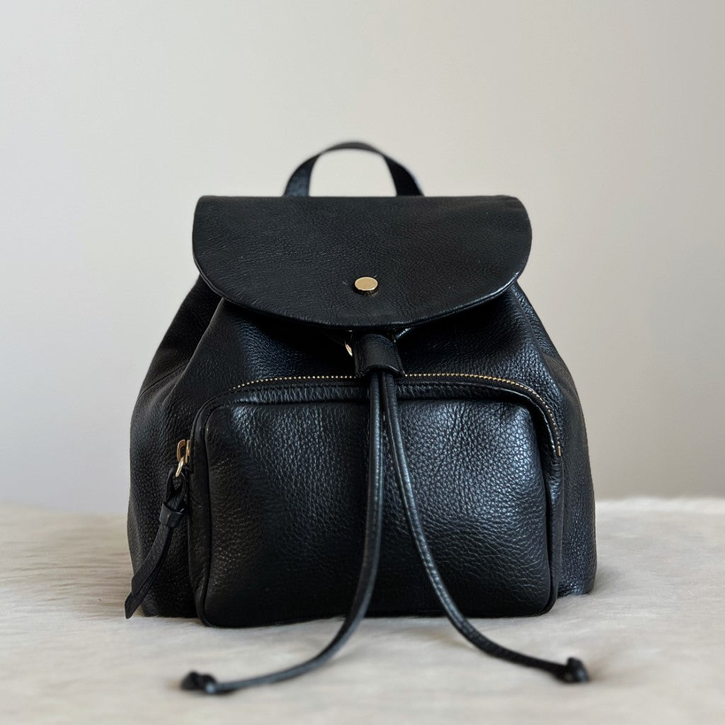 Jimmy Choo Black Leather Drawstring Backpack