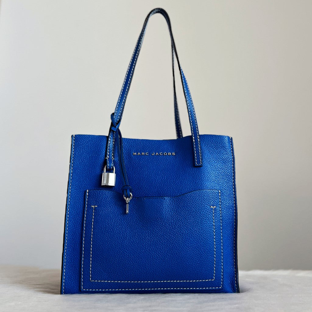 Marc Jacobs Blue Leather Triple Compartment Shoulder Bag Excellent