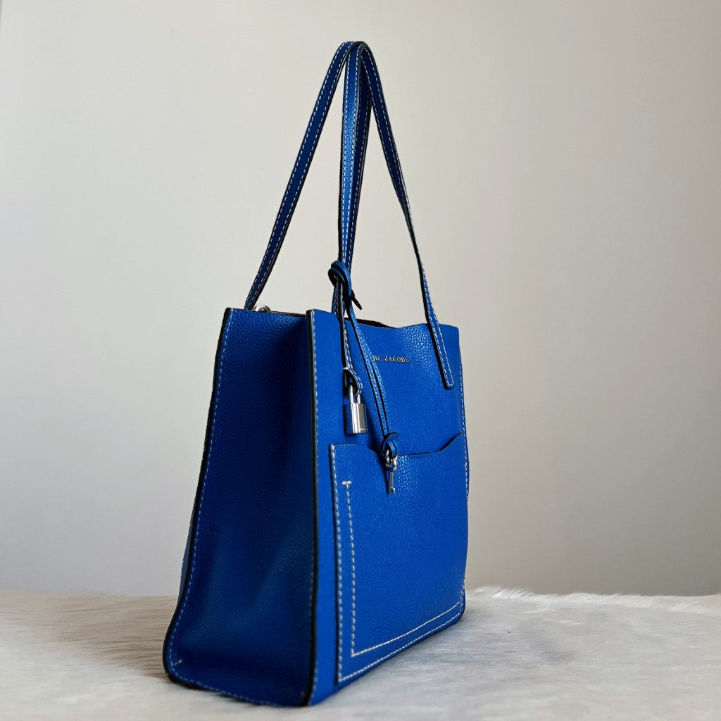 Marc Jacobs Blue Leather Triple Compartment Shoulder Bag Excellent