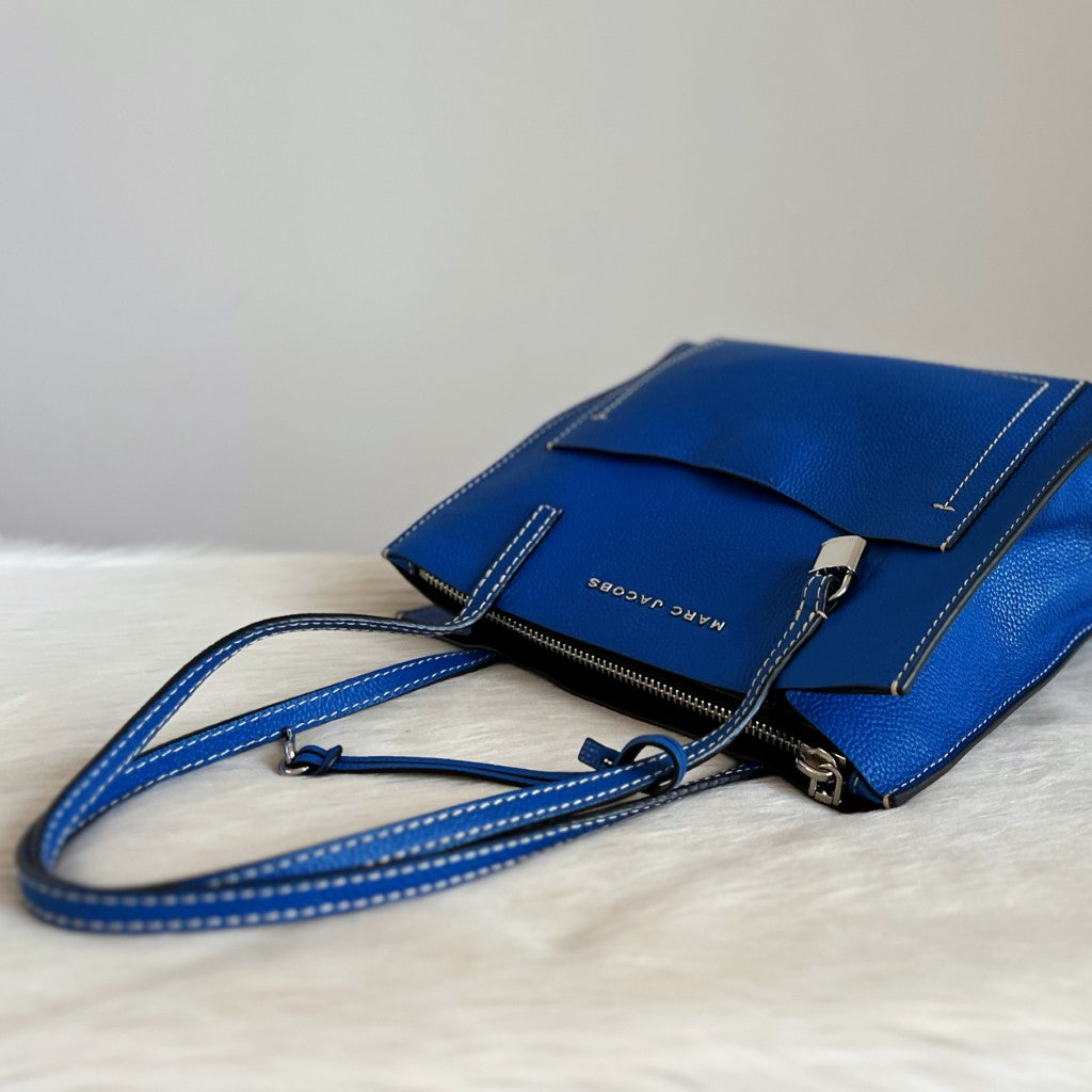 Marc Jacobs Blue Leather Triple Compartment Shoulder Bag Excellent