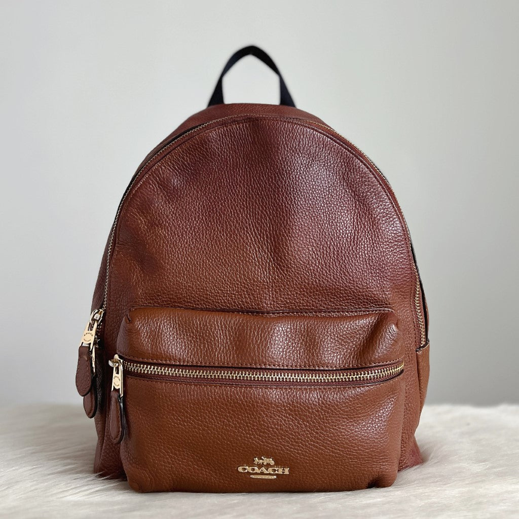 Coach Caramel Leather Front Compartment Backpack