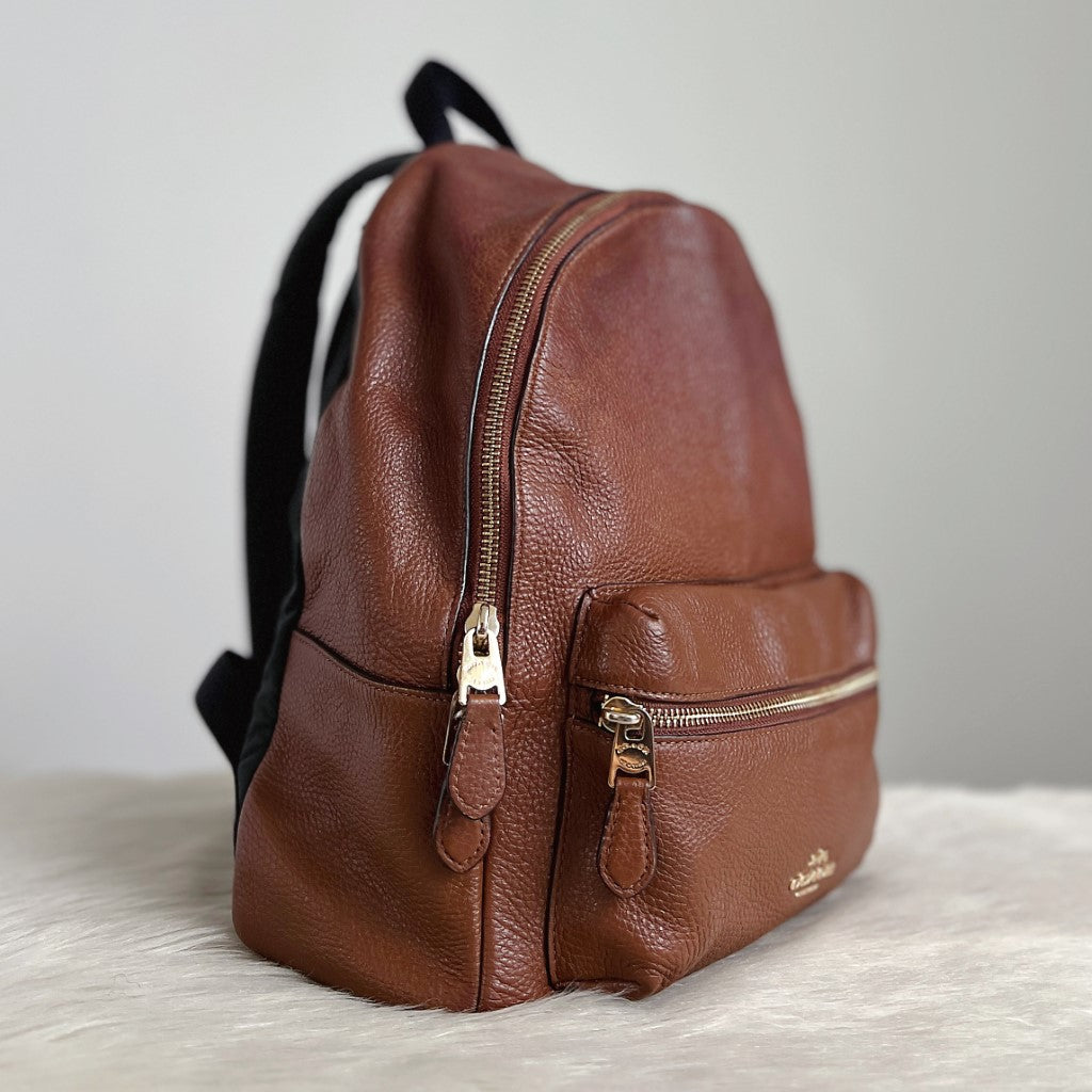 Coach Caramel Leather Front Compartment Backpack