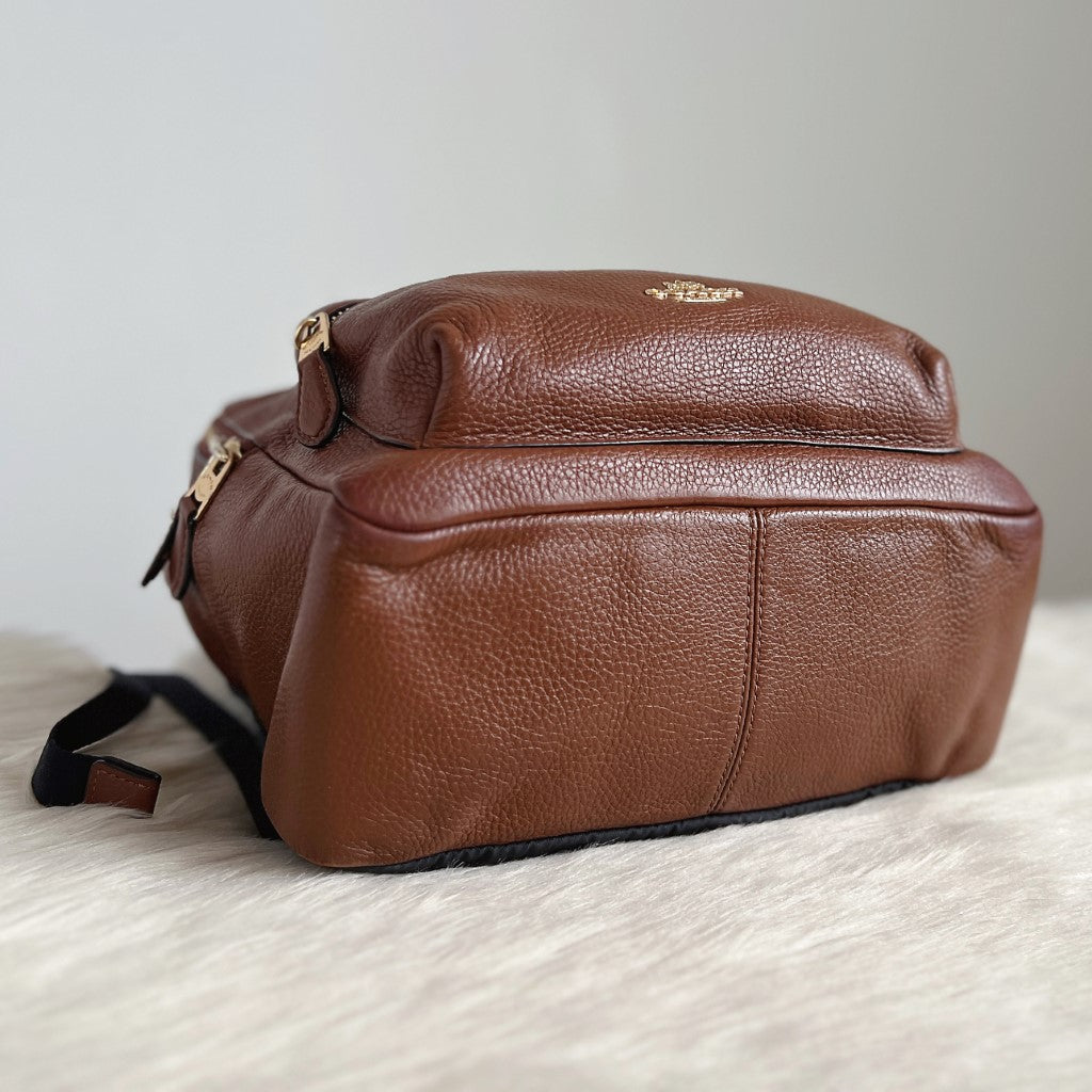 Coach Caramel Leather Front Compartment Backpack