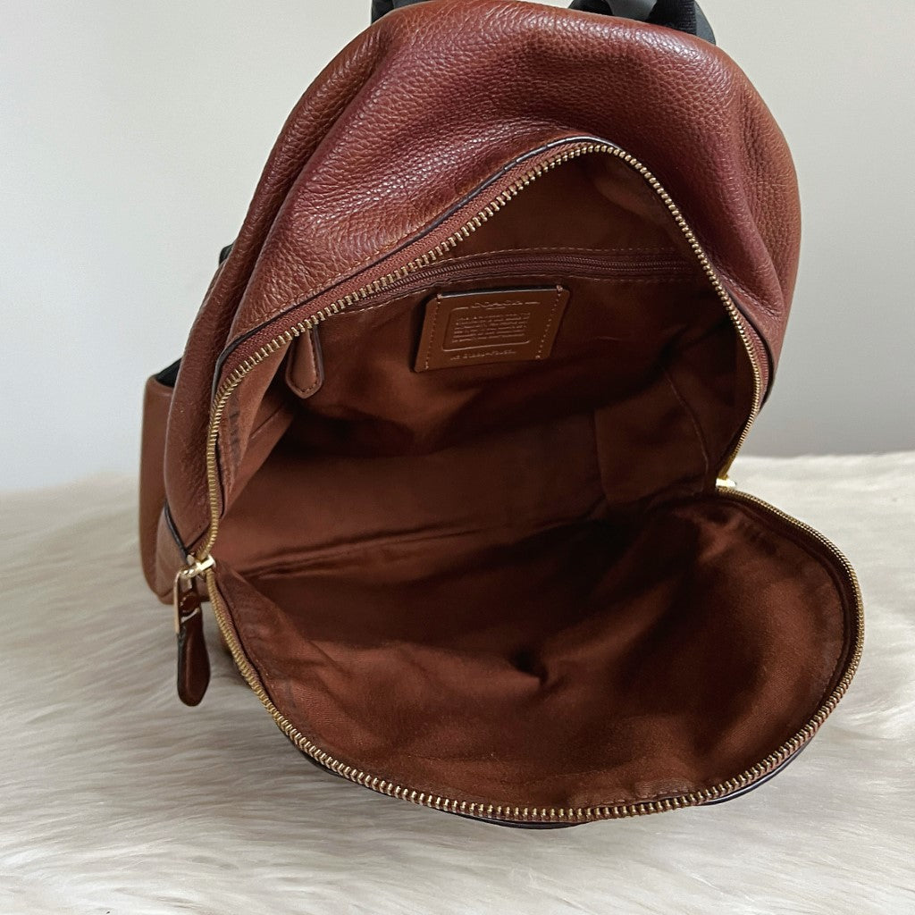 Coach Caramel Leather Front Compartment Backpack