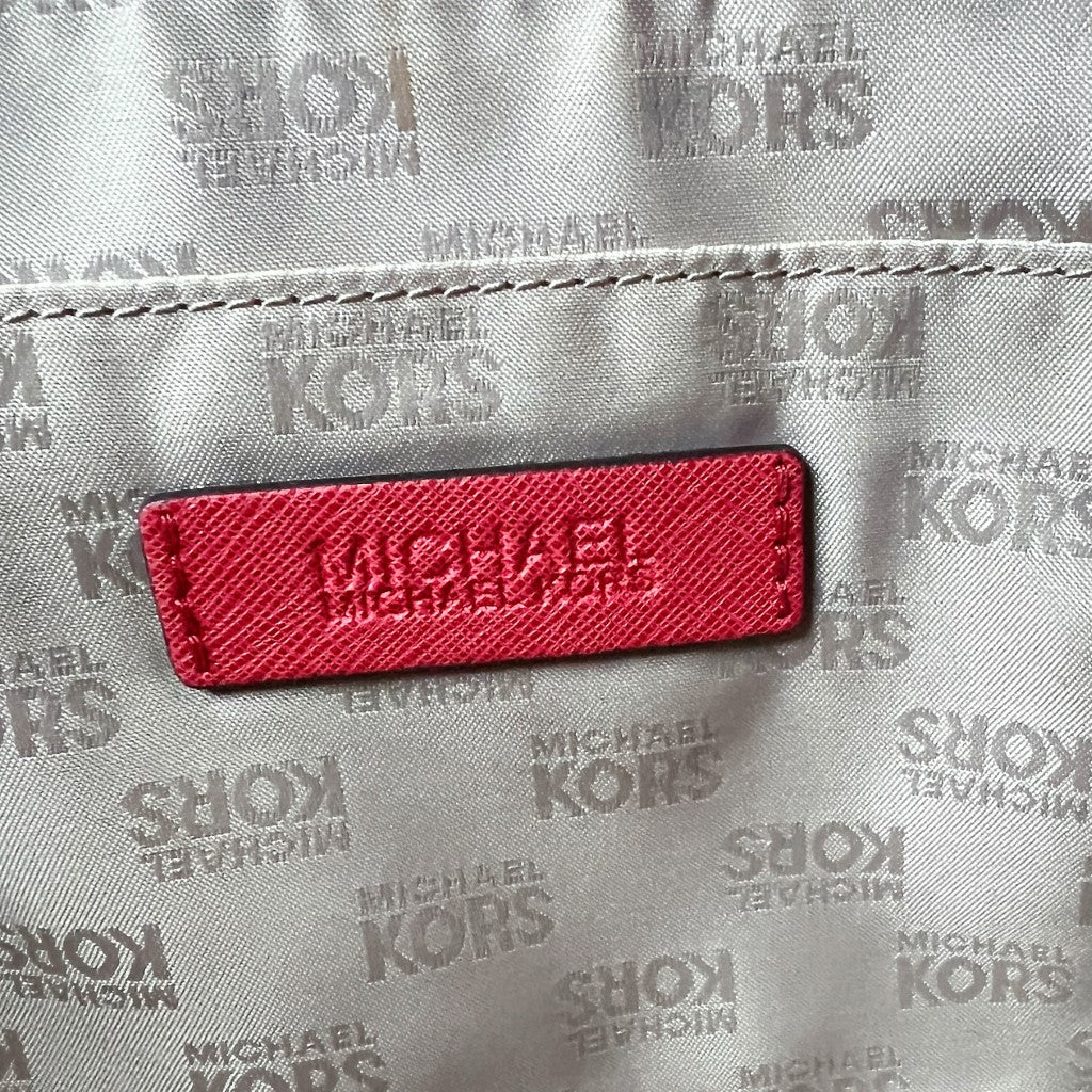 Michael Kors Strawberry Leather MK Logo Chain Detail Shoulder Bag Excellent