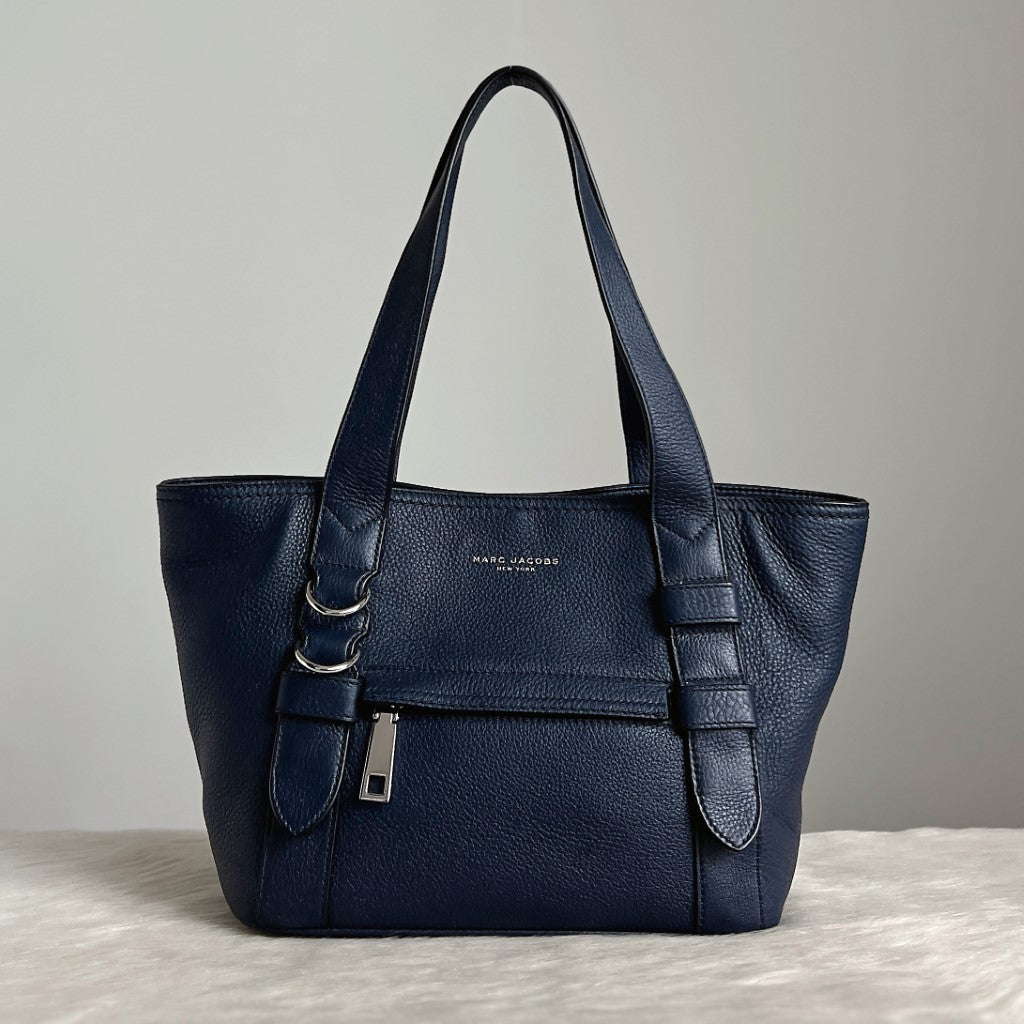 Marc Jacobs Navy Leather Front Ring Detail Shoulder Bag Excellent