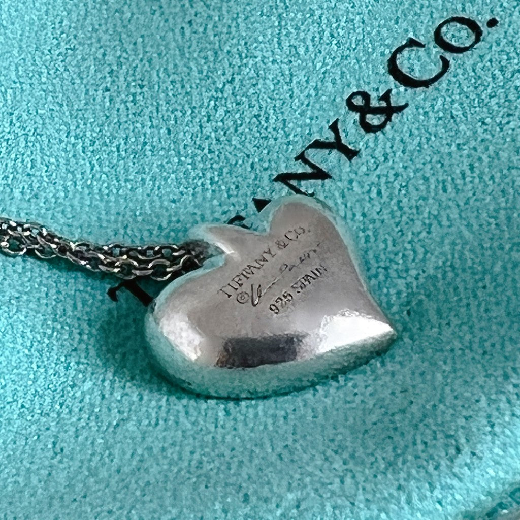 Tiffany & Co 925 Silver Solid Small Loving Heart Necklace Excellent