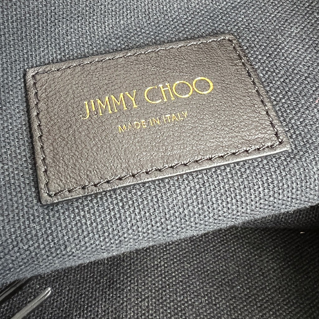 Jimmy Choo Black Pleated Leather Strap Slouchy Carryall Shoulder Bag Excellent