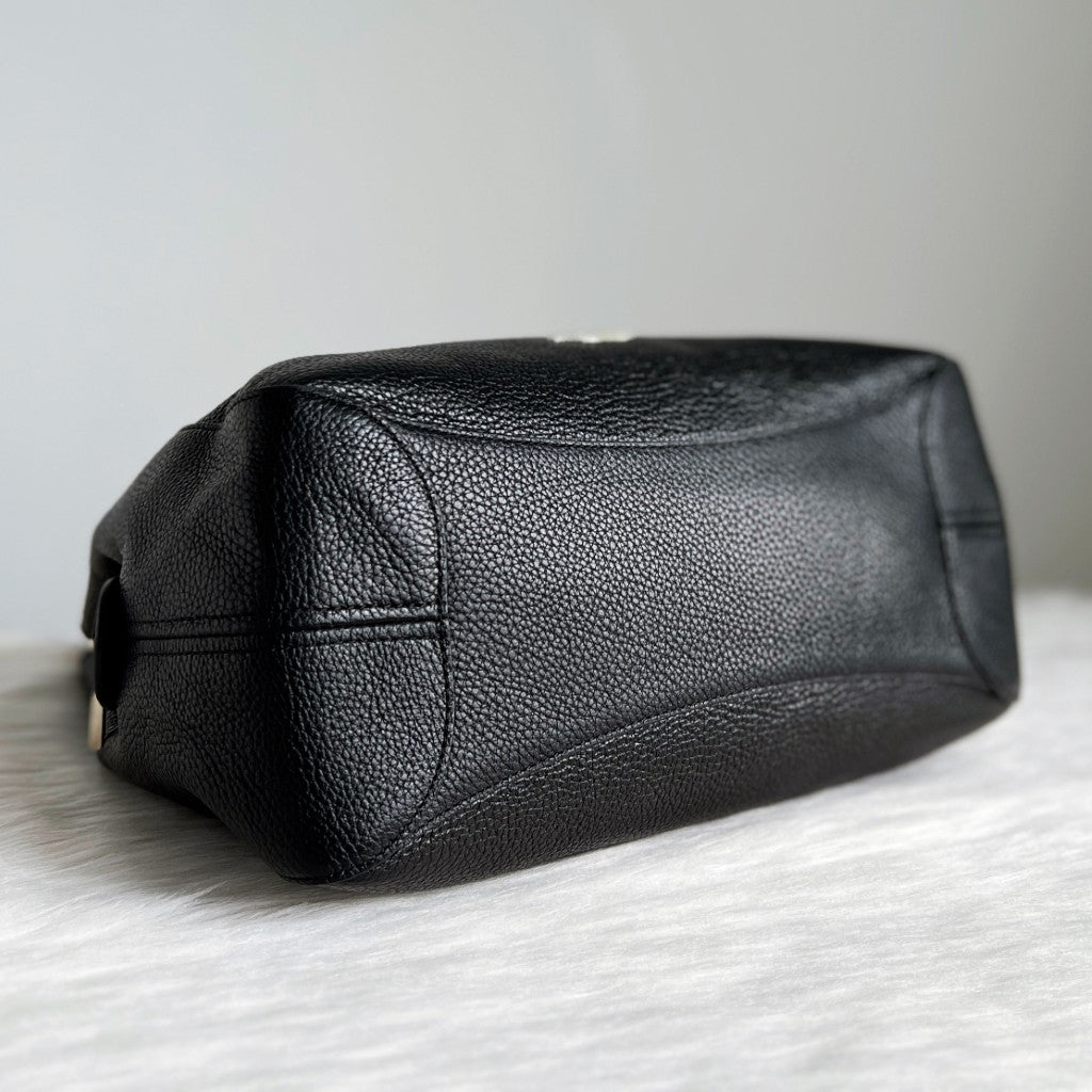 Kate Spade Black Leather Triple Compartment Shoulder Bag Like New