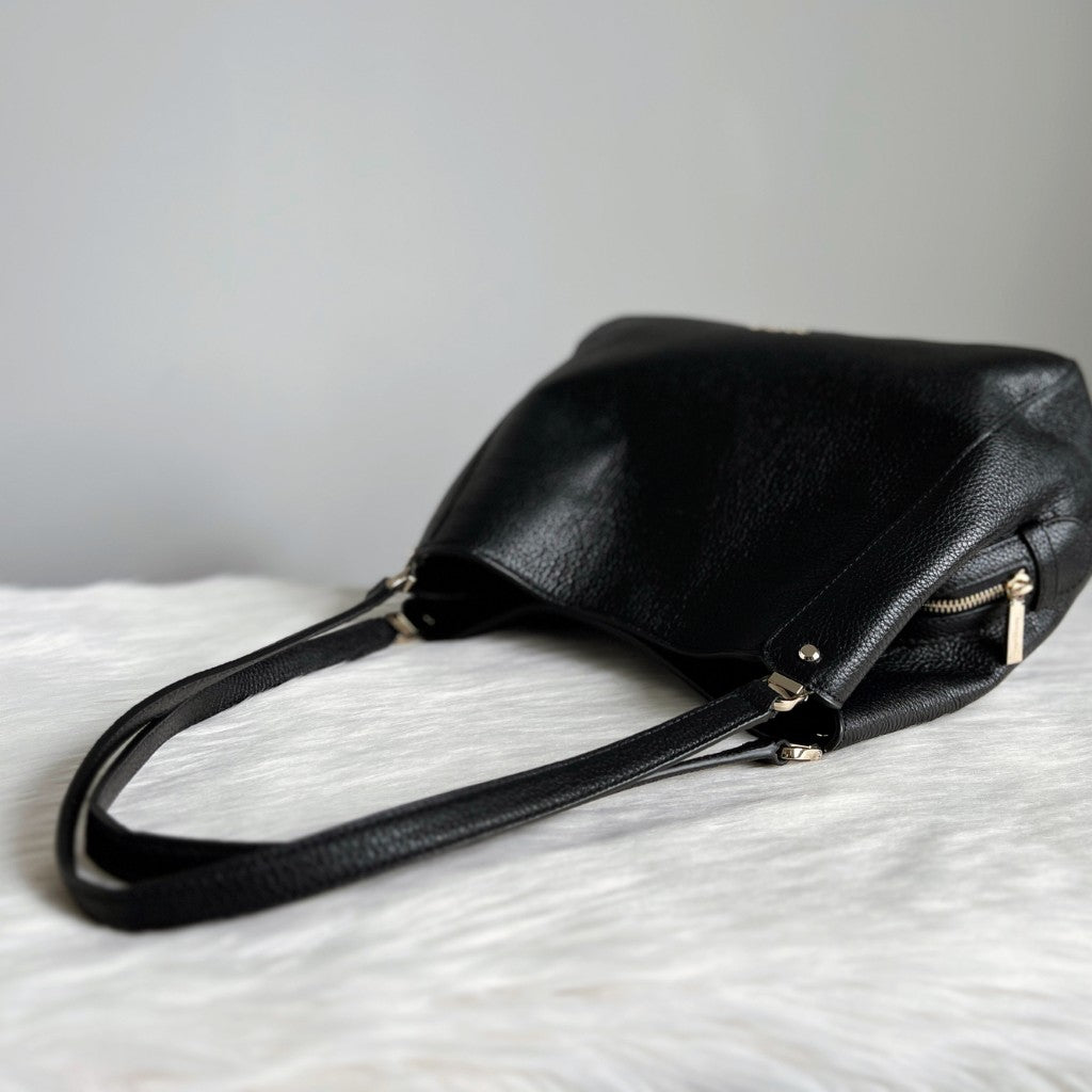 Kate Spade Black Leather Triple Compartment Shoulder Bag Like New