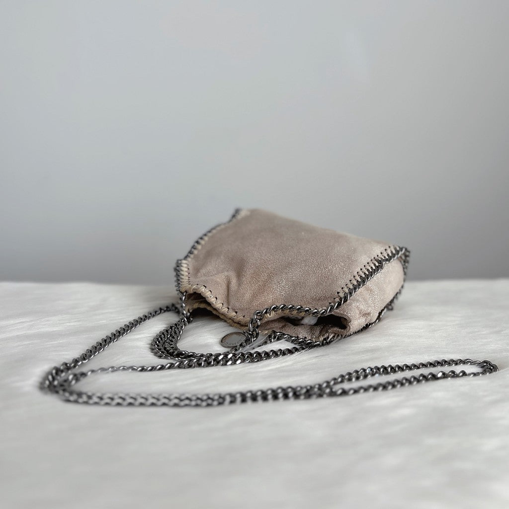Stella Mccartney Metallic Beige Signature Falabella Mini 2 Way Shoulder Bag Excellent