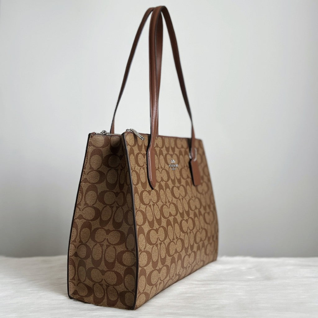 Coach Caramel Leather Monogram Triple Compartment 2 Shoulder Bag Like New