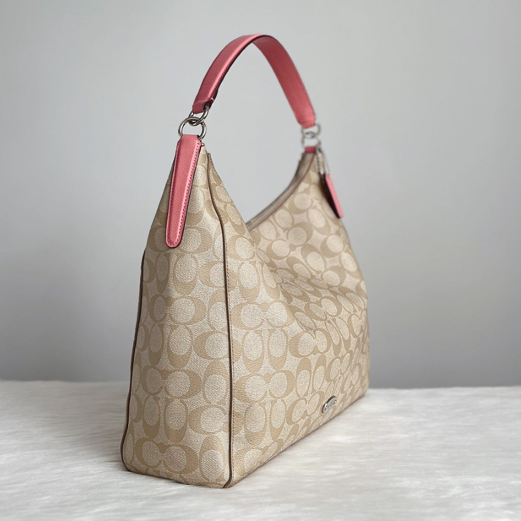 Coach Pink Leather Monogram Slouchy 2 Way Shoulder Bag Like New
