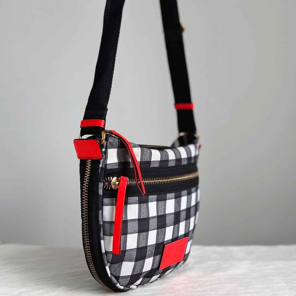 Marc Jacobs Check Pattern Front Detail Crossbody Shoulder Bag Like New