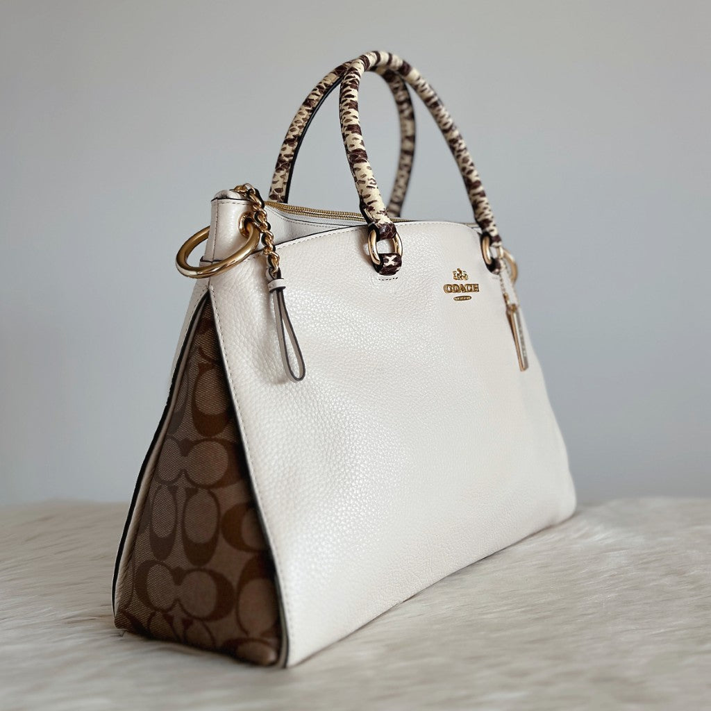 Coach Python Pattern Handle Triple Compartment 2 Way Shoulder Bag Like New