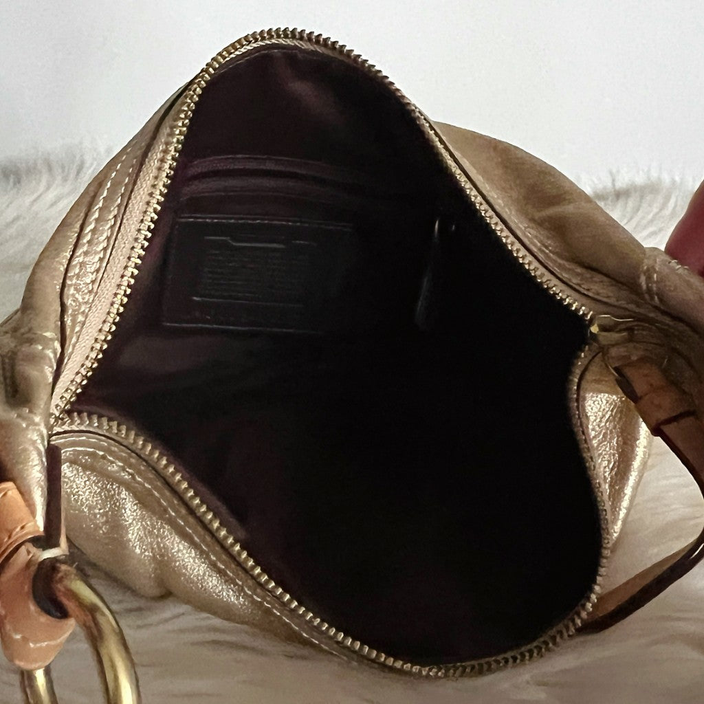 Coach Gold Leather Half Moon Slouchy Shoulder Bag