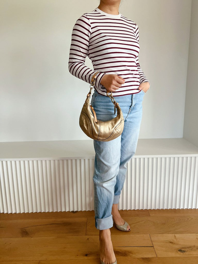 Coach Gold Leather Half Moon Slouchy Shoulder Bag