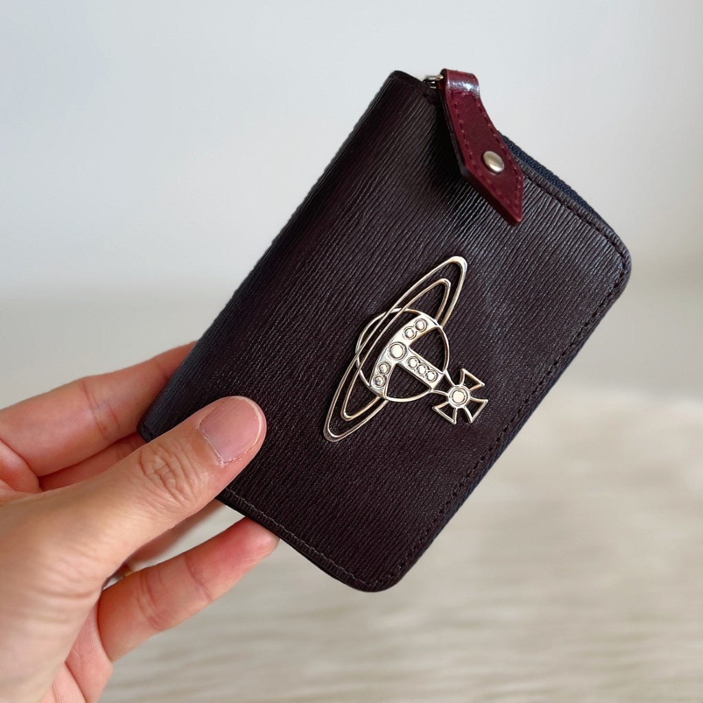 Vivienne Westwood Black Leather Zipped Card Holder Wallet Excellent