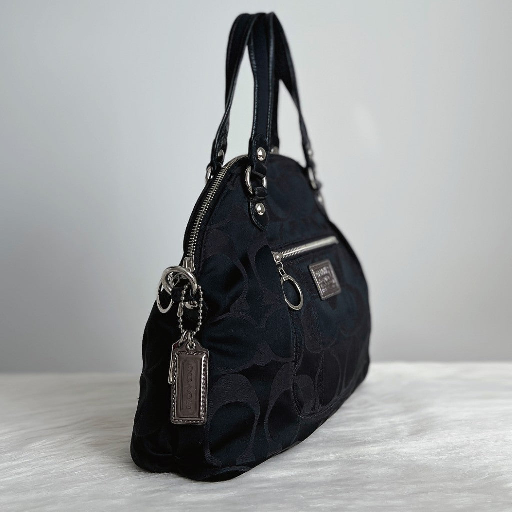 Coach Black Monogram Front Zip Pocket Tote Bag