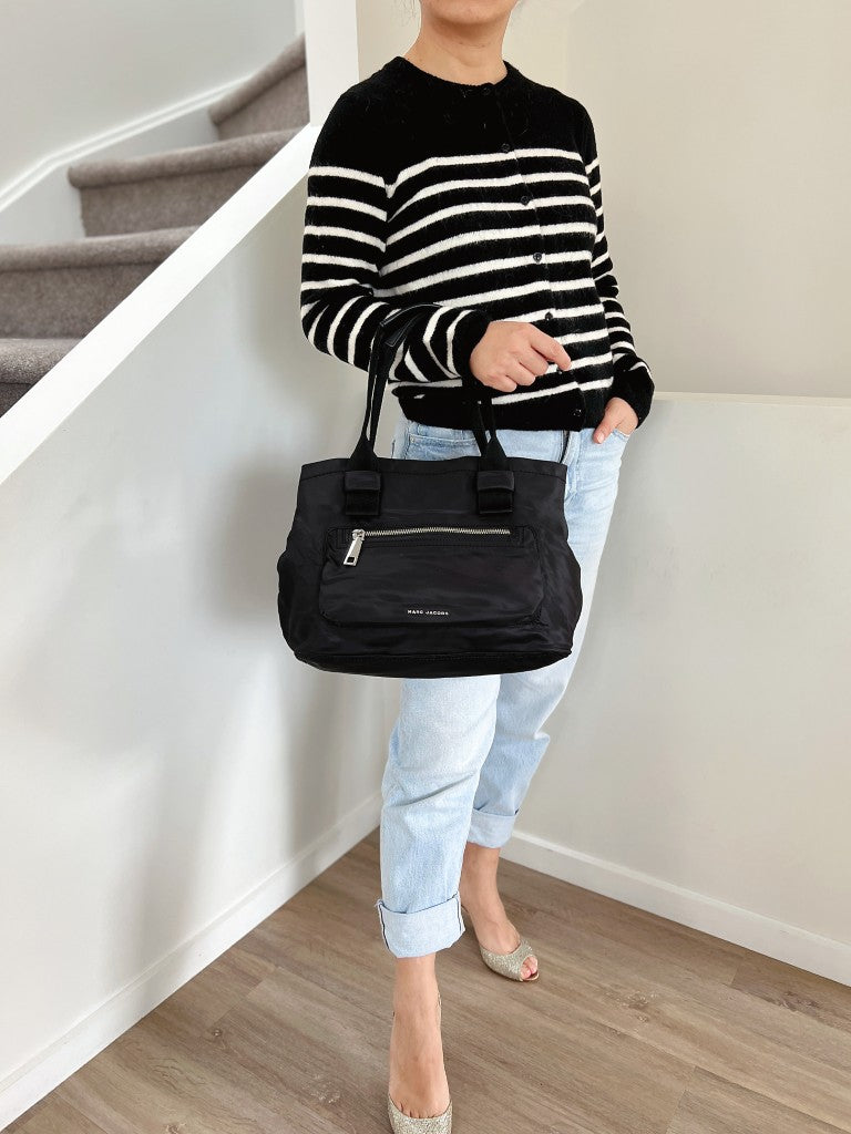 Marc Jacobs Black Front Zip Compartment Carryall Shoulder Bag Like New