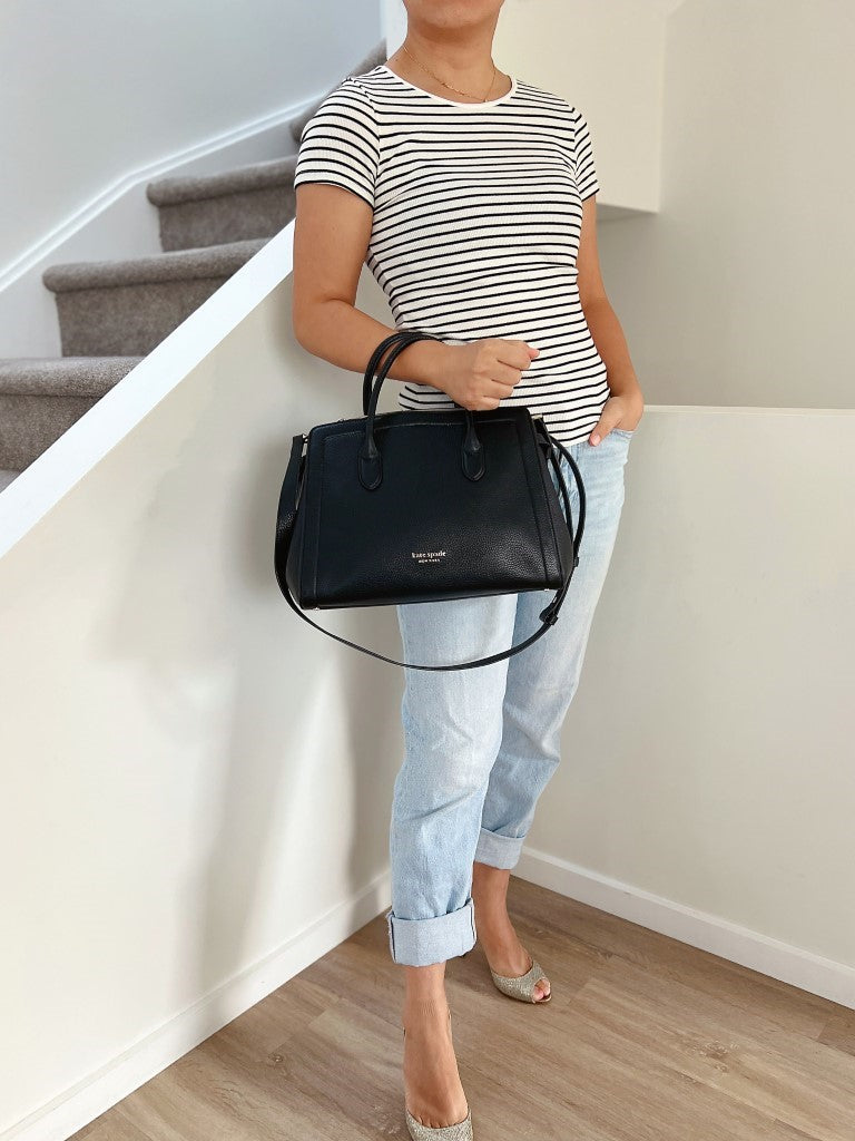 Kate Spade Black Leather Double Compartment 2 Way Shoulder Bag Like New