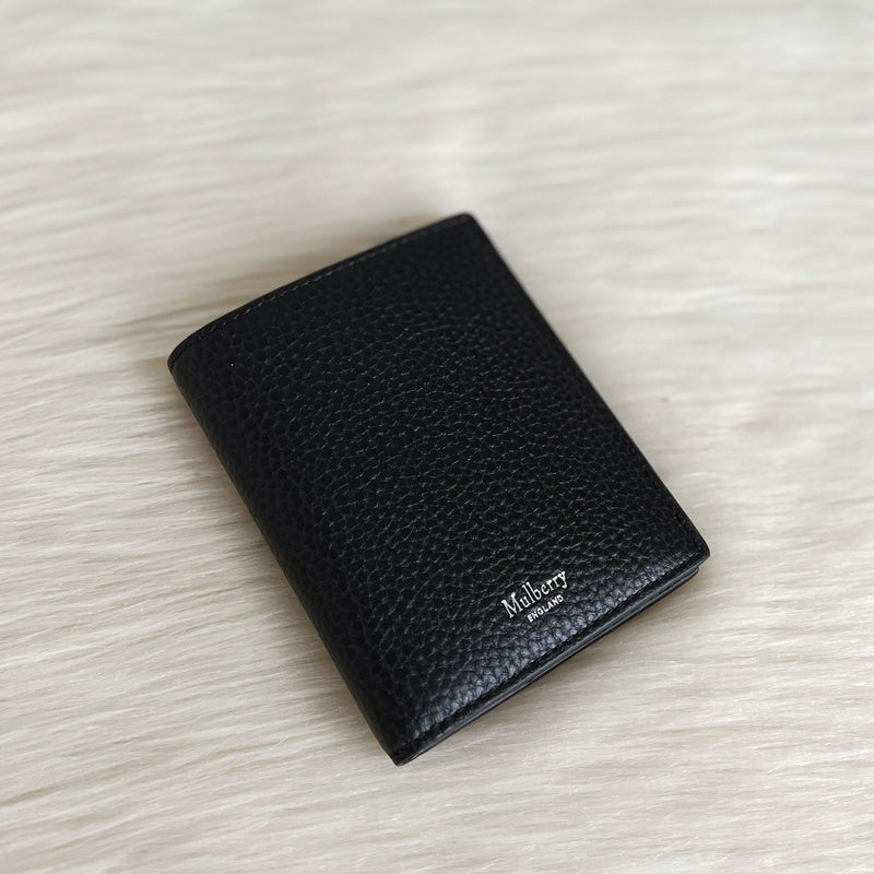 Mulberry Black Leather Tri-fold Unisex Wallet