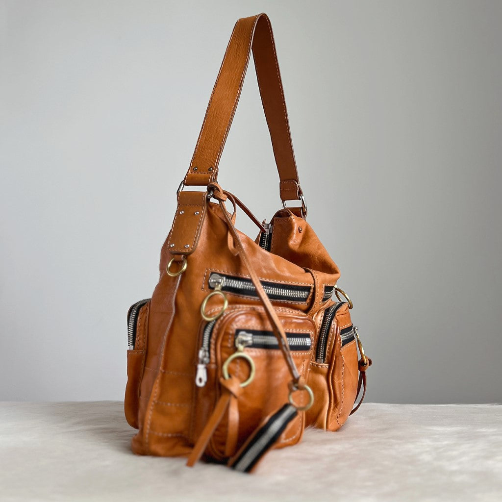 Chloe Caramel Leather Multi-pockets Shoulder Bag