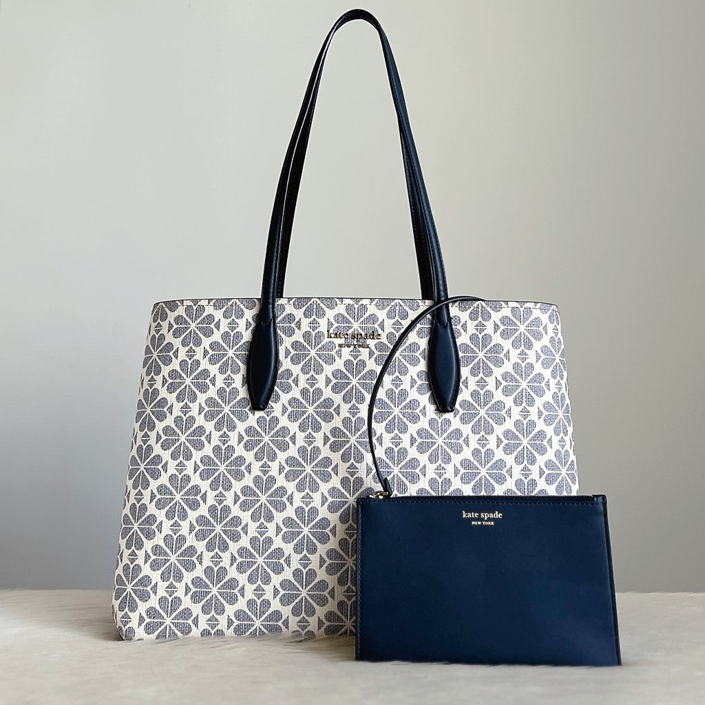 Kate Spade Floral Pattern Large Carryall Shoulder Bag + Pouch Excellent
