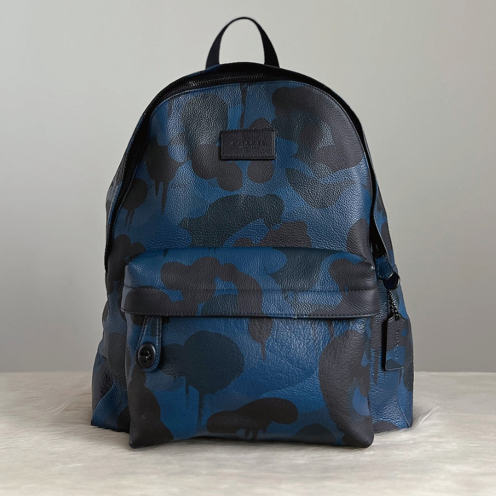 Coach Camo Print Front Logo Unisex Large Backpack